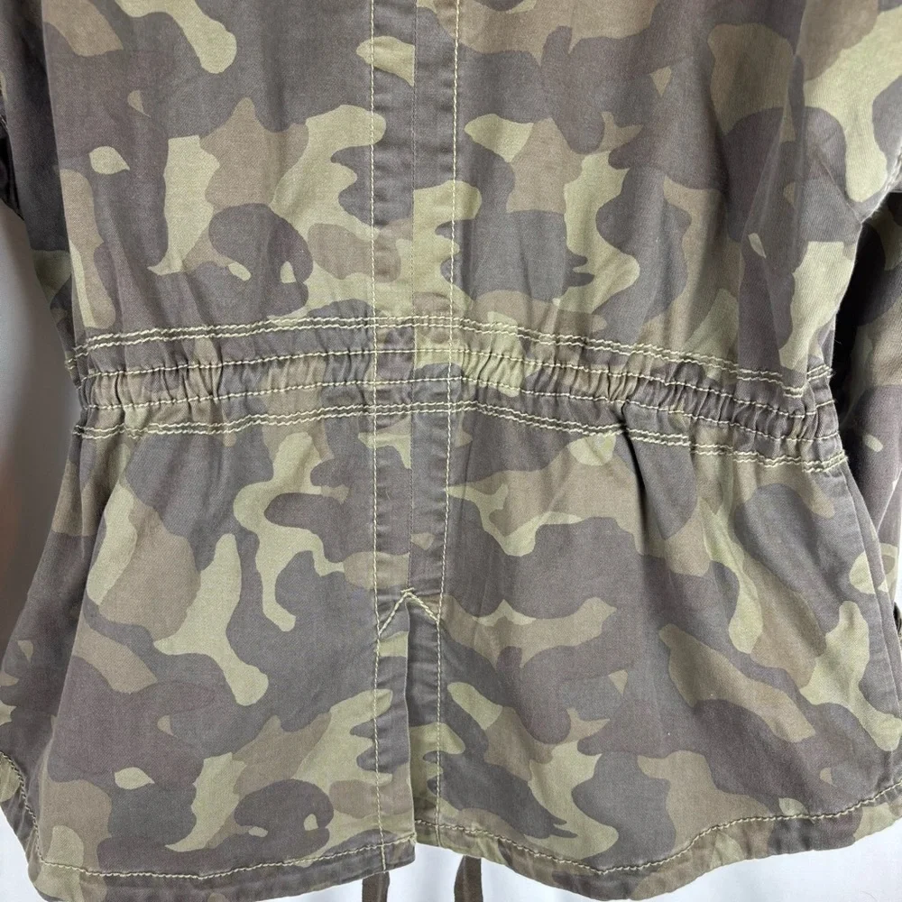 Marrakech Green and Brown Camo Utility Jacket with Cinched Waist/Hip 4 Pocket - Picture 10 of 16